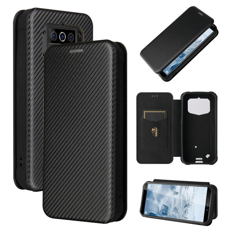 

Bakeey for Oukitel WP5 Case Carbon Fiber Pattern Magnetic Flip with Card Slot Stand PU Leather Shockproof Full Body Prot