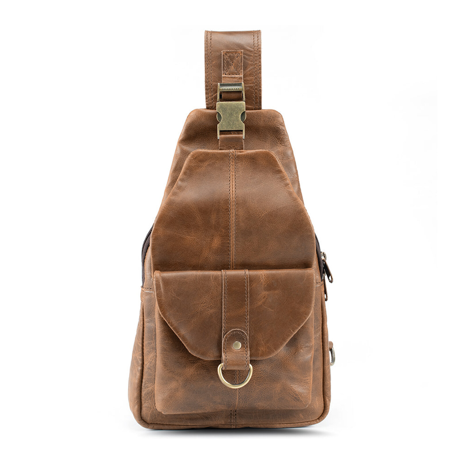 

Menico Men Artificial Leather Vintage Chest Bag Multi-compartment Large Capacity Zipper Shoulder Bag Chest Bag