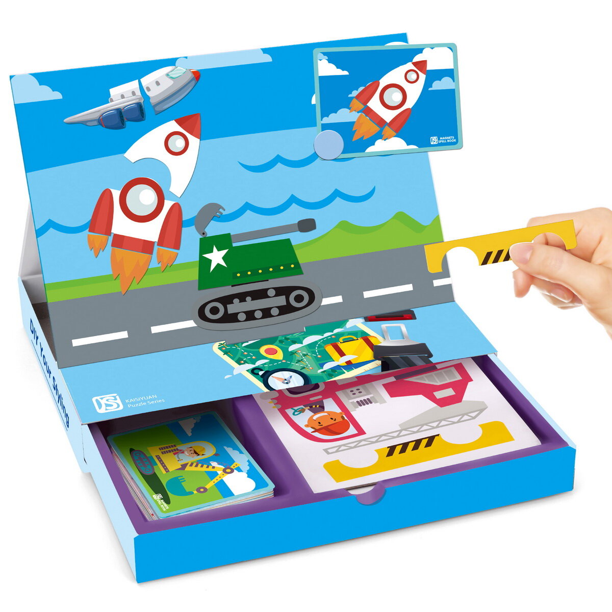 Meerdere auto speelgoed magnetische puzzel vak boek educatief boek kinderen leren cadeau