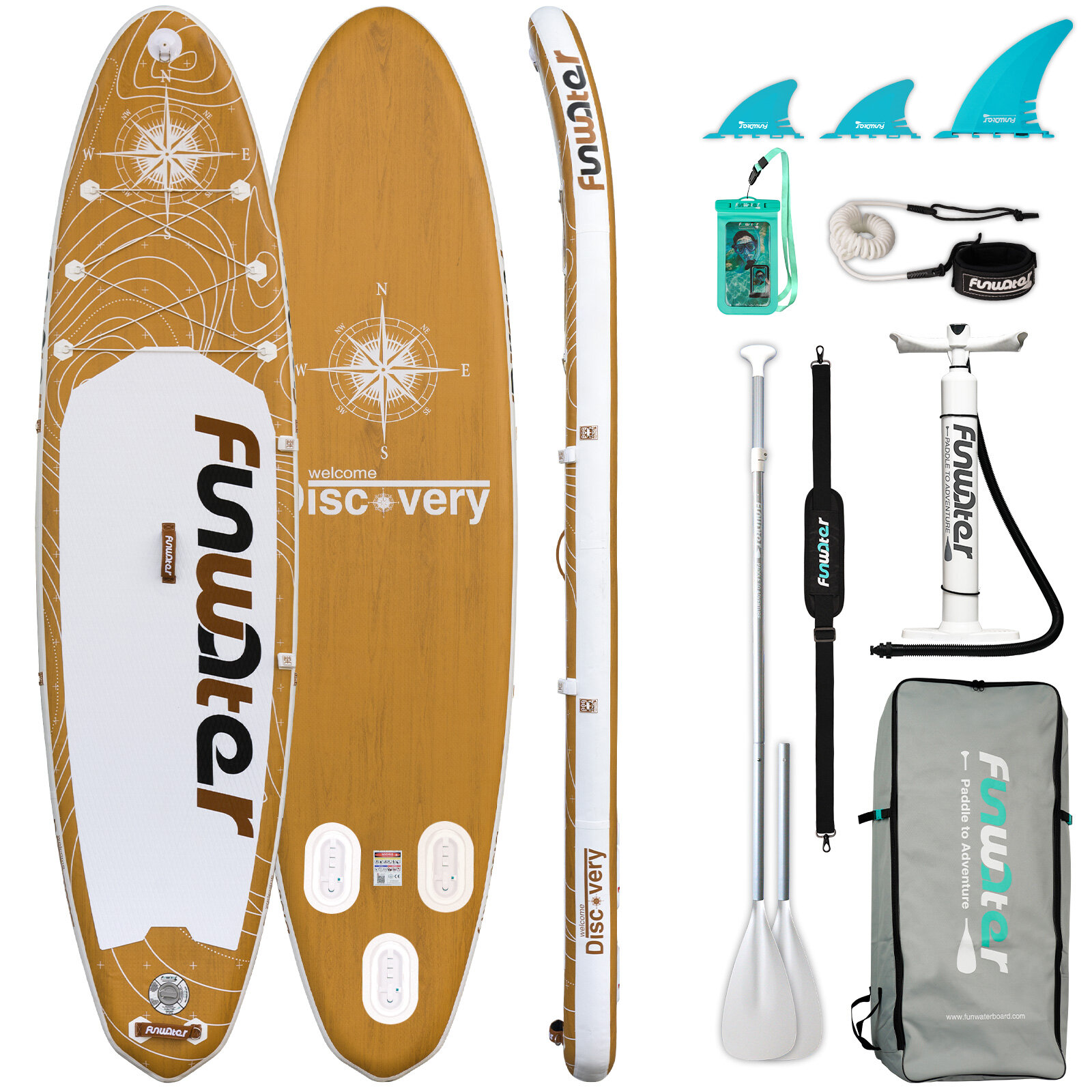 

[EU Direct] FunWater Inflatable Ultra-Light (17.6lbs) Paddle Board for All Skill Levels Everything Included with Stand U