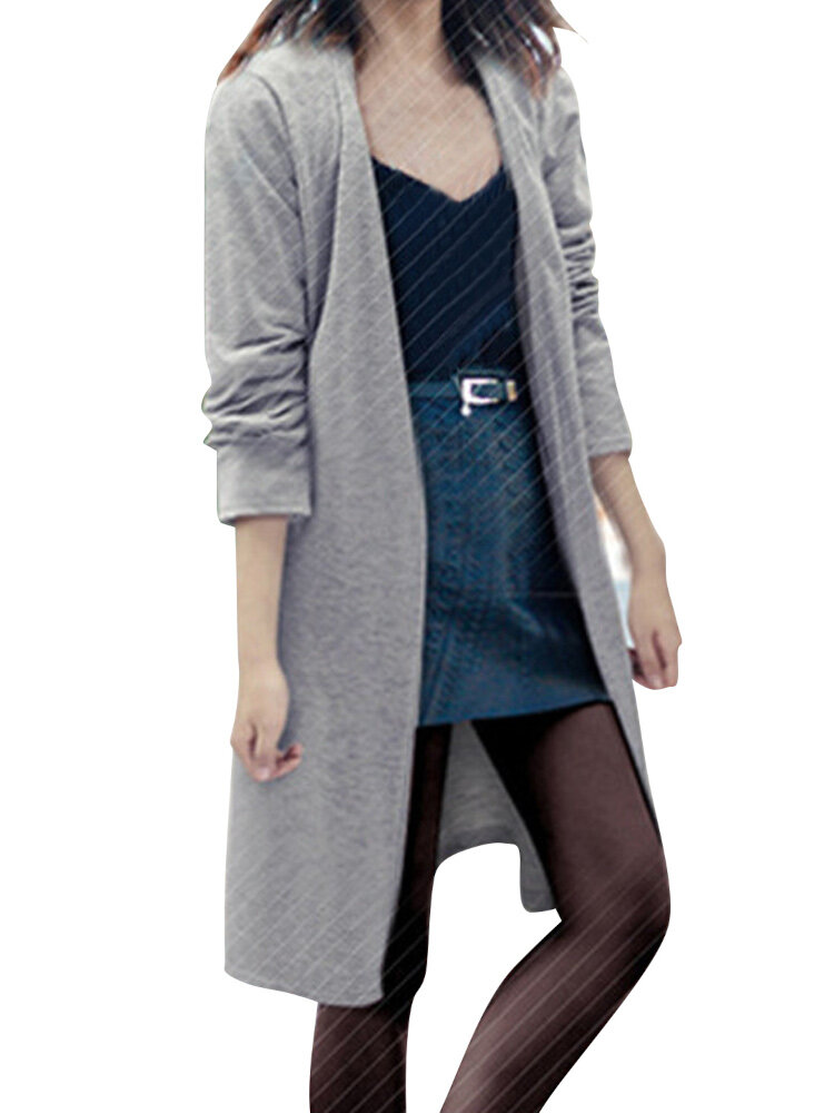 

Women Solid Color Long Sleeve Loose Casual Cardigans Outwears