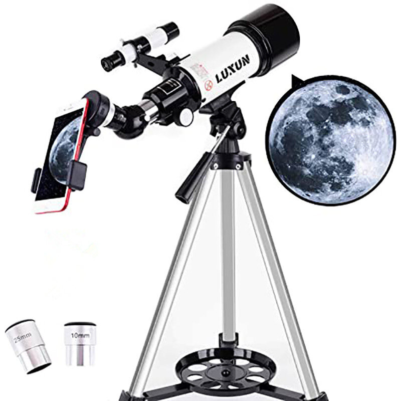 LUXUN 40070 télescope astronomique professionnel revêtement de lentille FMC télescope monoculaire à grossissement 3X avec sac de transport adaptateur de téléphone