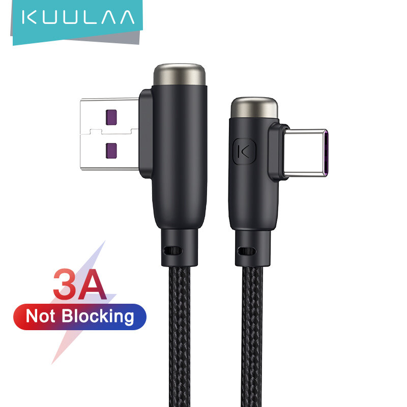 KUULAA L-type 90 graden hoekkabel Type-C 3A Snel opladende gamingdatakabel voor Samsung Galaxy S21 N