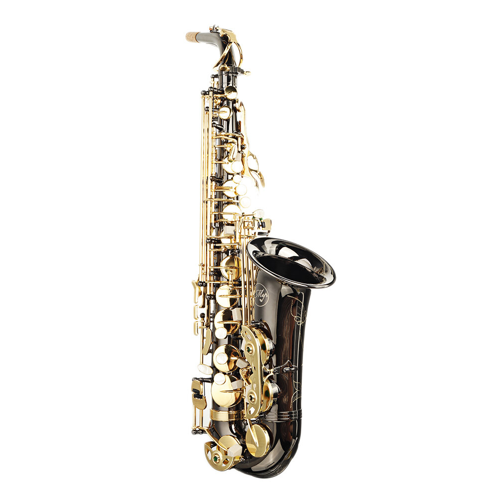 MY S0198 Black Nickel Plated Gold Key Alto E Flat Brass Alto Saxophone White Shell Clasp