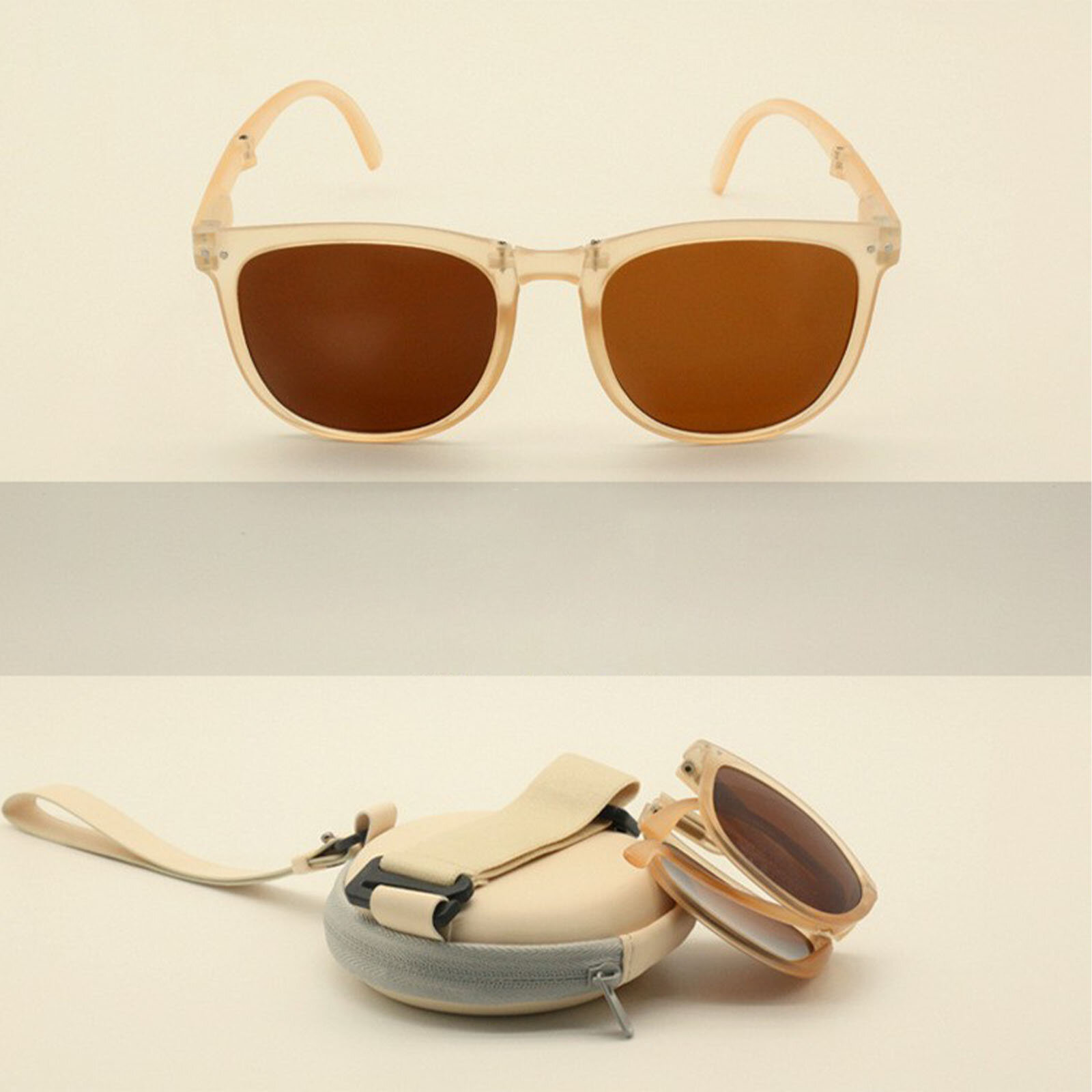 

Jassy Unisex Oval Frame Foldable UV Blocking Simple Fashion Lightweight Boxed Sunglasses