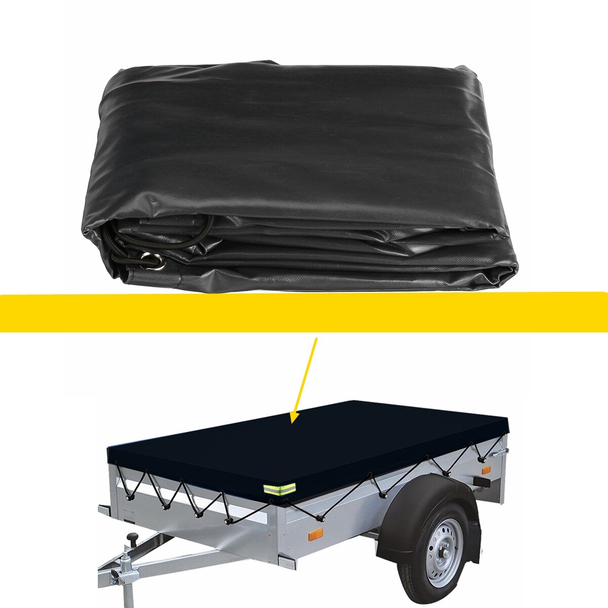 600D Trailer Cover Waterproof Windproof Dust Protector With Rubber Belt 155x95x13cm