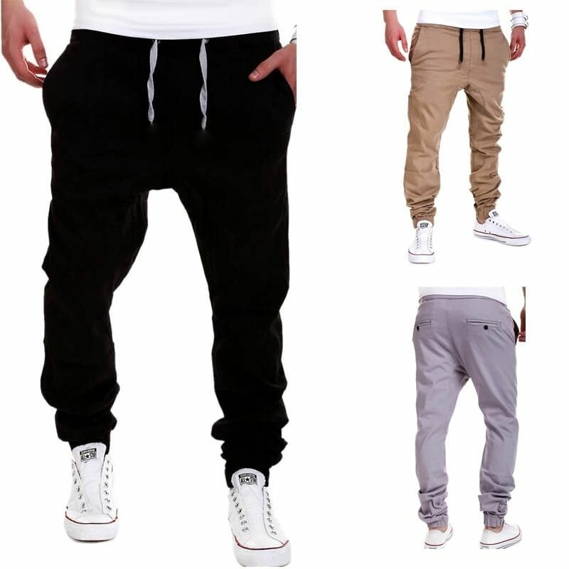 Men's Jogging Cotton Drawstring Pants Casual Sports Trousers Slim Trousers Outdoor Fitness Hiking