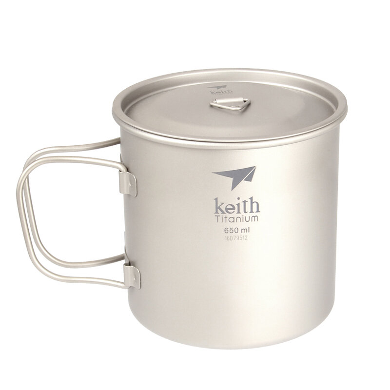 Keith Ti3208 650ml Folding Handle Cup Antibacterial Lightweight Soup Pot Water Cup Camping Picnic BBQ Tableware