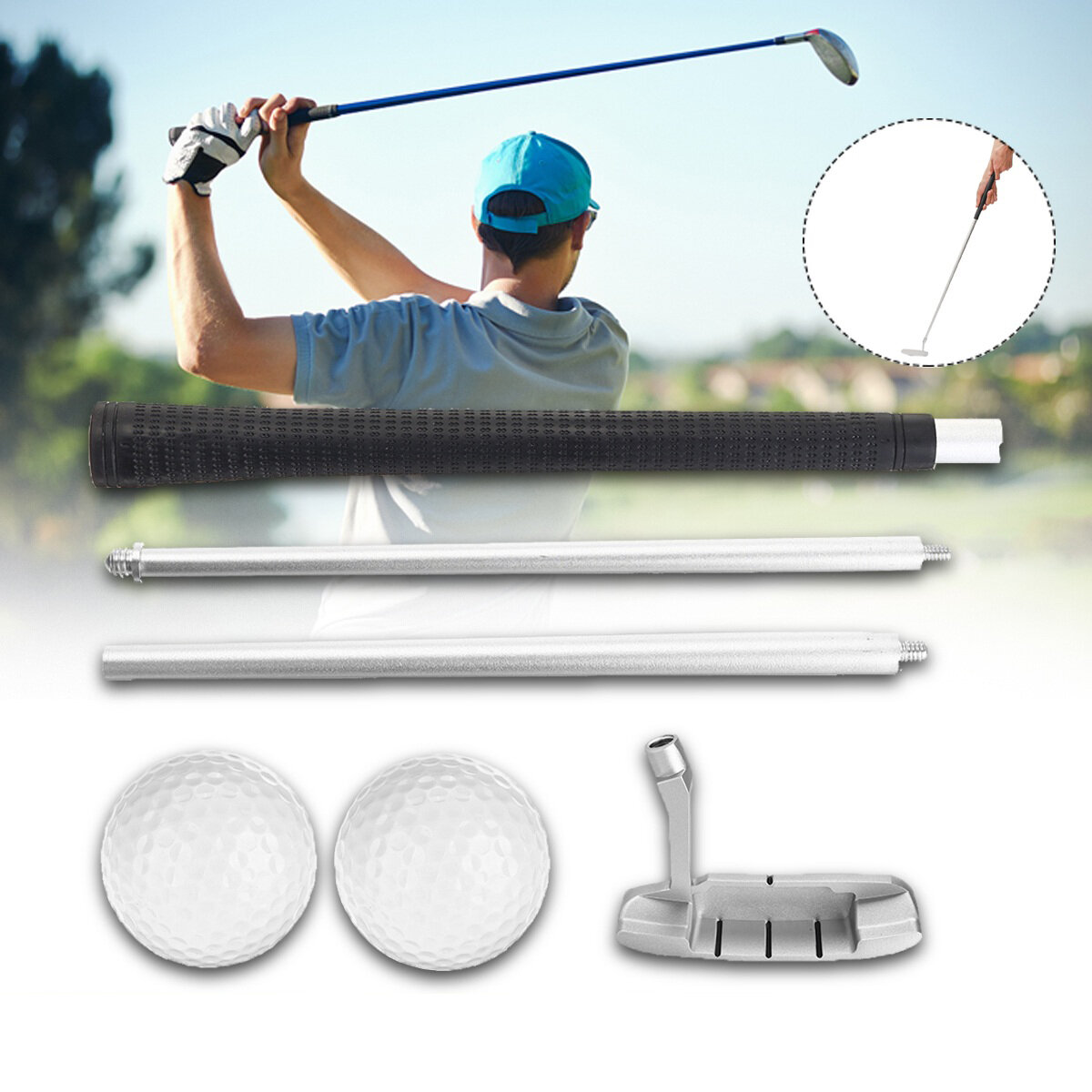 Removable Golf Alignment Stick Chipping Swing Trainer Sport Golf Pole with Golf Ball