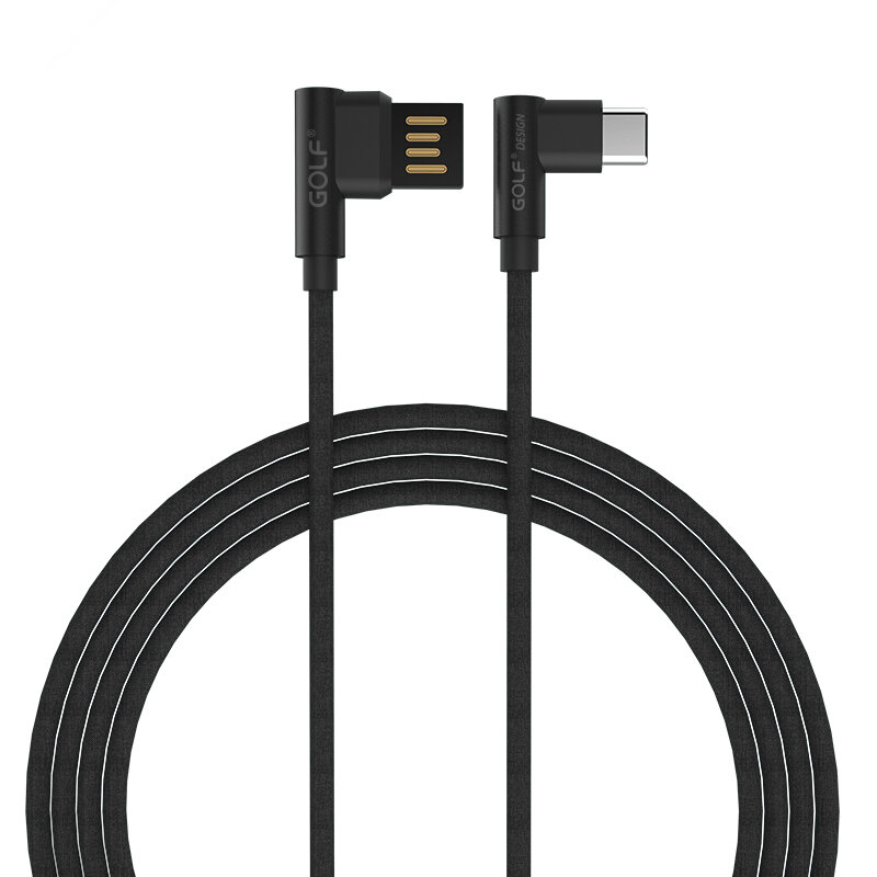

GOLF 90 Degree Reversible 2.4A Type C Charging Data Cable 3.28ft/1m for Mi A2 Pocophone F1