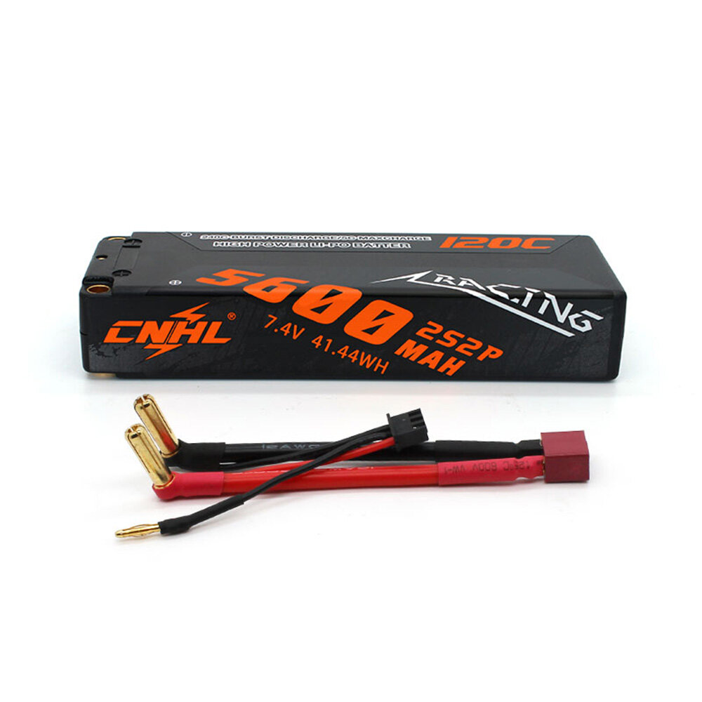 CNHL Racing Series 7.4V 5600mAh 120C 2S LiPo Battery with T Deans Plug for RC Car
