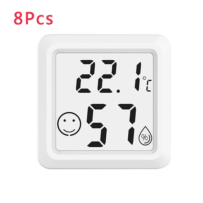 

8Pcs Mini Indoors Thermometer Hygrometer High-precision Electronic Temperature Humidity Meter Digital Display Wall-mount