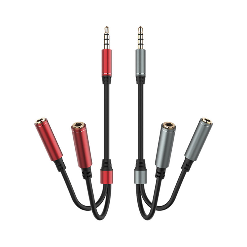 BYZ BC-021 3,5 mm mannelijk naar dubbel 3,5 mm vrouwelijk audiokabel adapter headset combo voor bedr