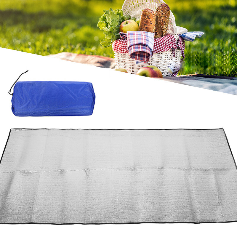 Kétoldalas alumíniumfólia piknik matrac, összecsukható alvópárna, vízálló alumíniumfólia a szabadtéri piknikhez és kempingezéshez.