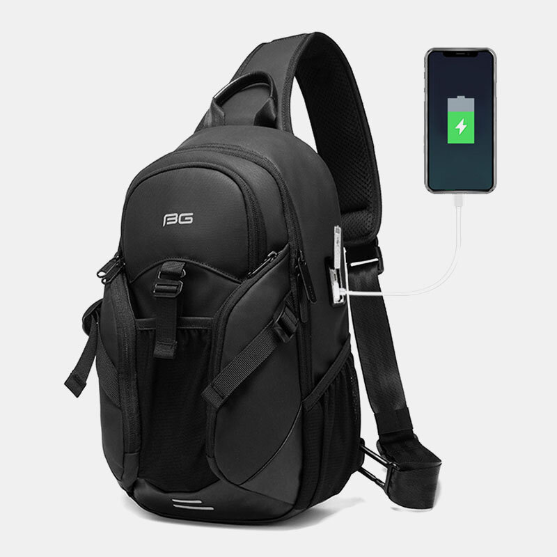 

Men Oxford Anti-theft USB Charging Multi-pocket Waterproof Outdoor Crossbody Bag Chest Bag Sling Bag
