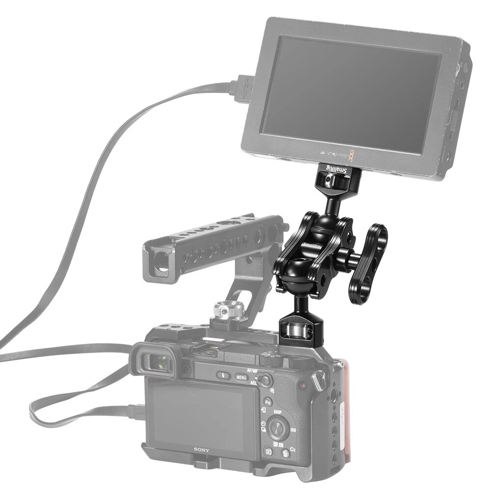

SmallRig 2070 Aluminum Alloy Quick Release Articulating Magic Arm with Double Ballheads + 1/4 inch Screws To Mount Monit