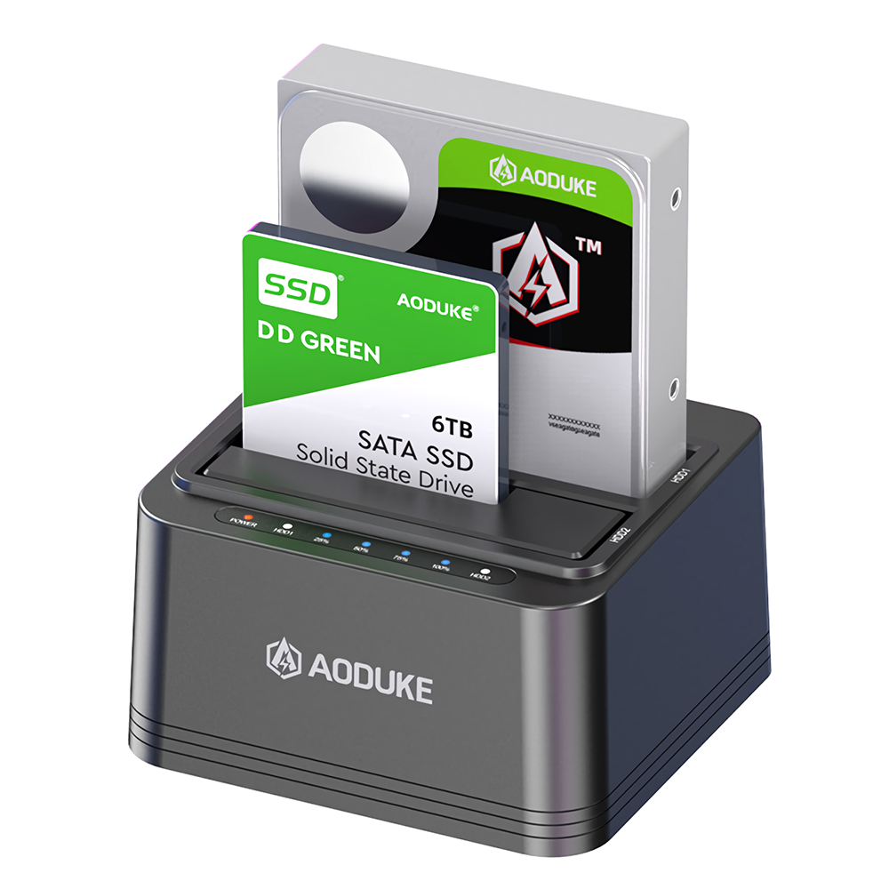 AODUKE USB 3.0 to SATA Hard Drive Docking Station Dual Bay Off-Line Clone Function 2.5"/3.5" HDD/SSD