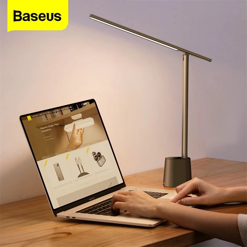 

Baseus Smart LED Desk Lamp Eye Protect Study Dimmable Office Light Foldable Table Lamp Smart Adaptive Brightness Bedside