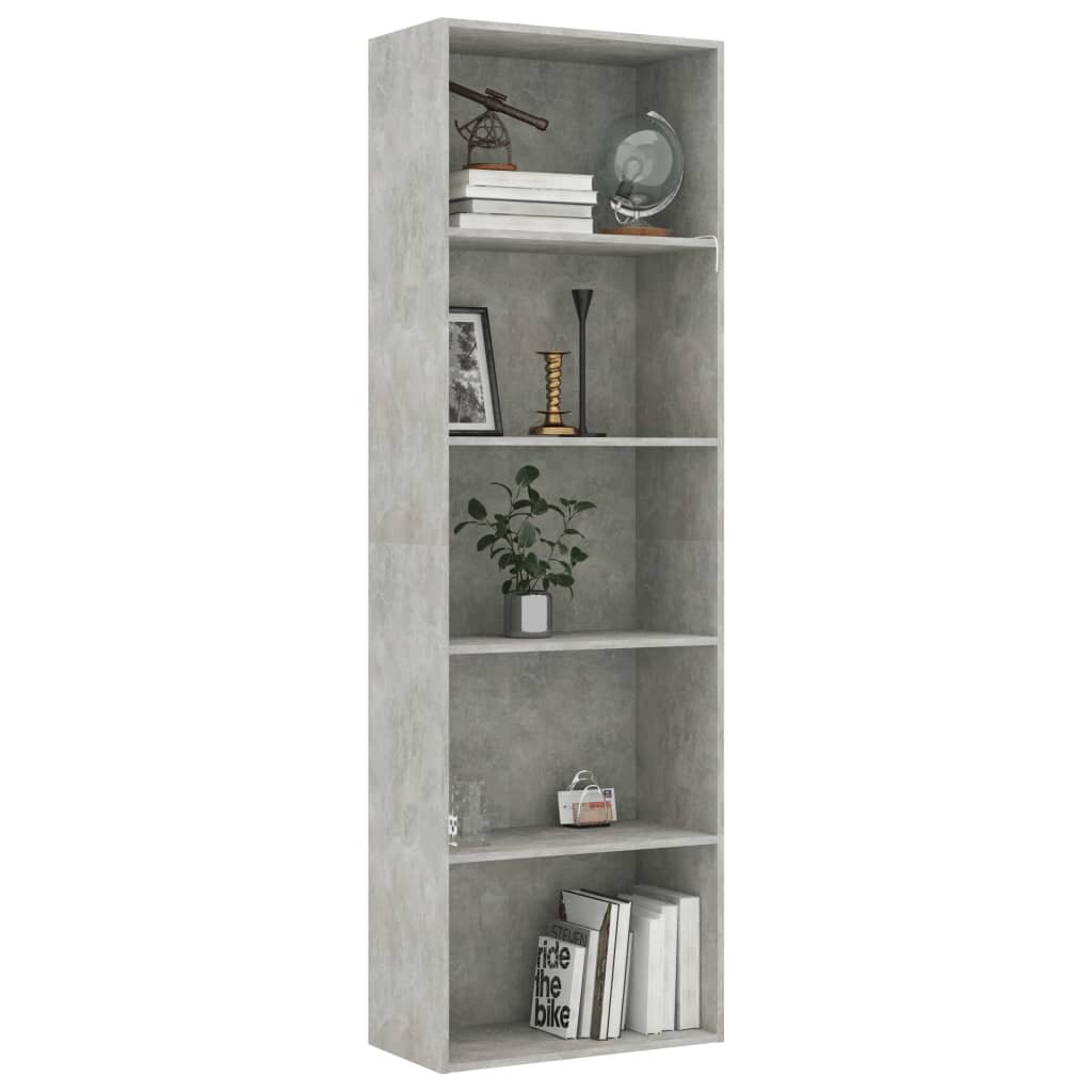 

5-Tier Book Cabinet Concrete Gray 23.6"x11.8"x74.4" Chipboard