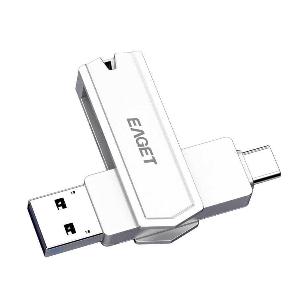 EAGET CF22 Type-C USB3.0 Flash Drive 32G 64G 128G OTG Solid State Storage Flash Disk 360° Rotation Portable Thumb Drive