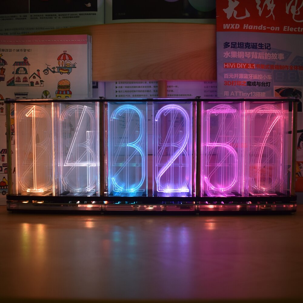 Orologio a tubo Nixie analogico con carattere di grandi dimensioni Rainbow LED Kit fai-da-te con spettro musicale a colo