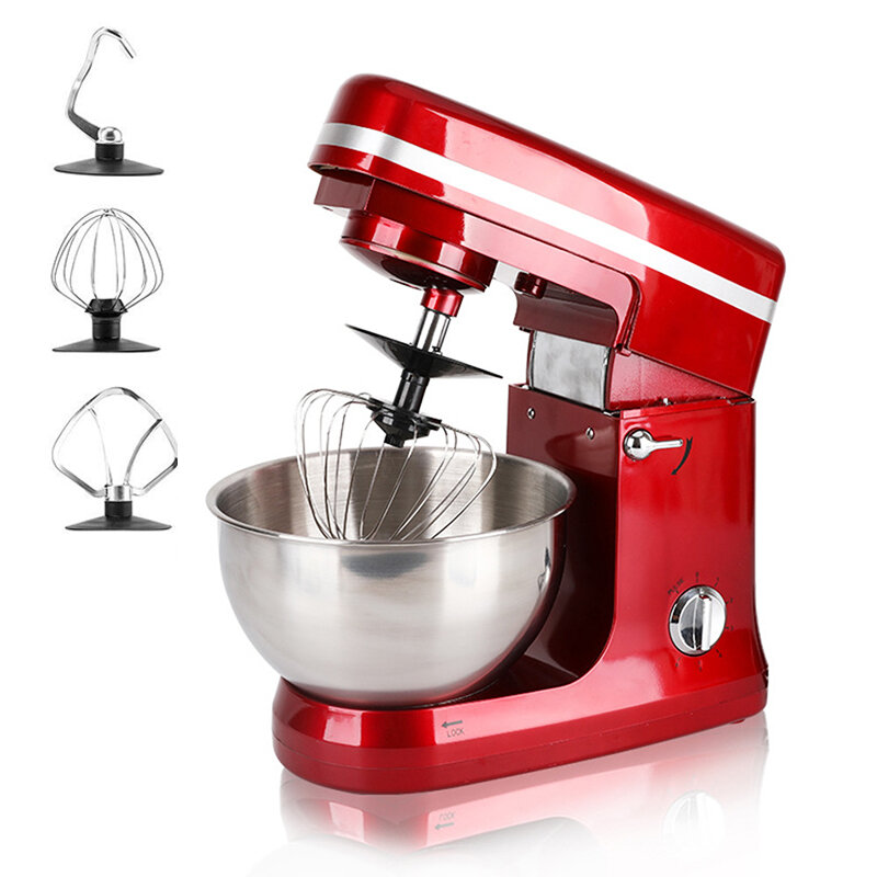 1000W 5L Multifunctional Electric Food Stand Blender Mixer Kneading Dough Machine 6 Speed Tilt Head Stainless Steel Tabl