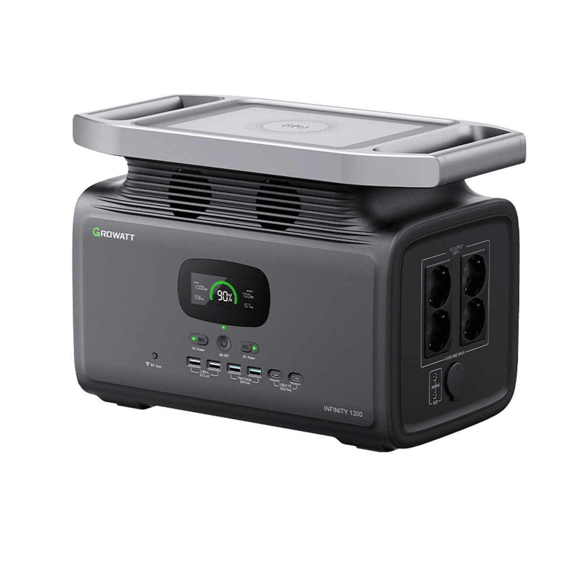 [EU Direct] Growatt 1800W Output 1382Wh Portable LiFePO4 Power Station 220V/1200W AC Outlets Emergency Power Backup for Outdoor Camping, Home, RV,  IN-1300