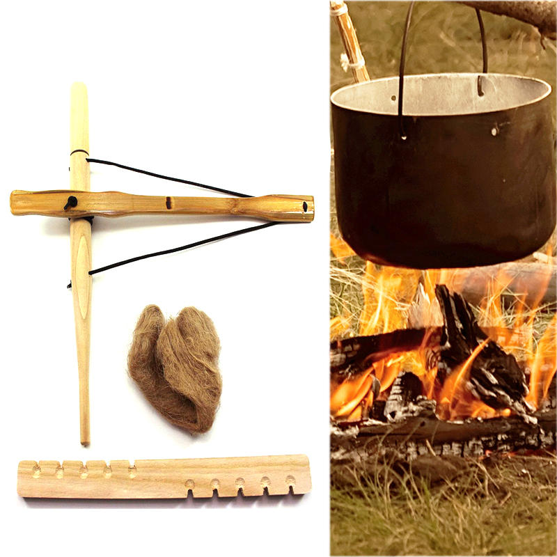 IPRee® Outdoor Survival Holzbohrer Feuermacher Camping Zünder Starter Bushcraft Satz 