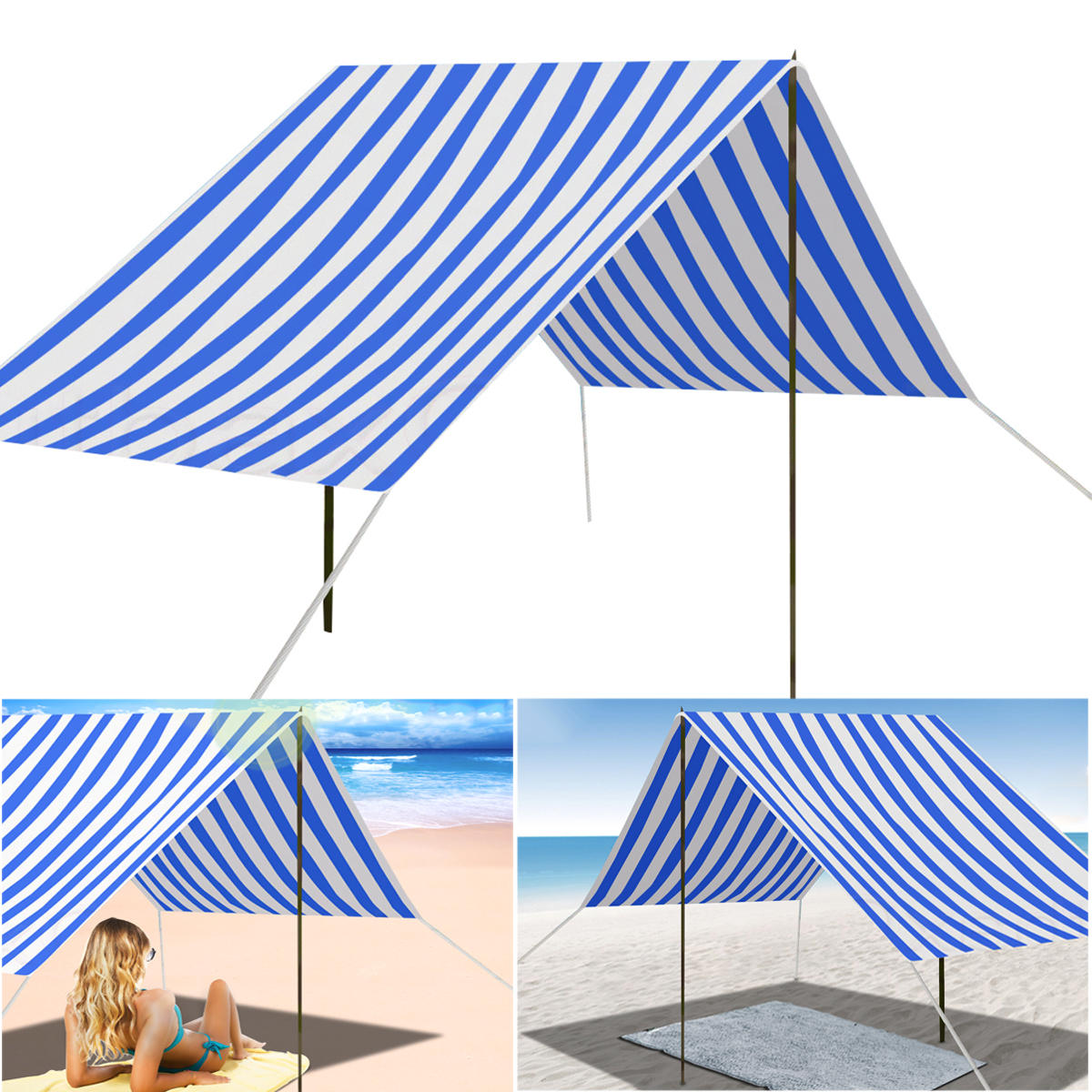 330x180cm Taşınabilir Plaj Çadır UV Güneşlik Gölge Kanopi Outdoor Piknik Kampçılık