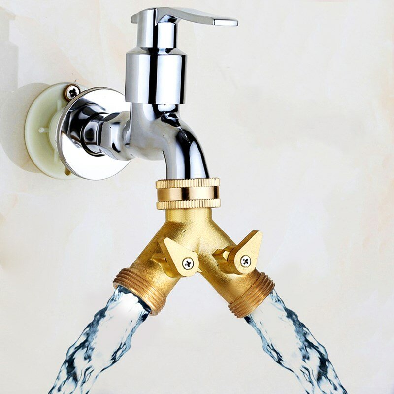 

EU/US Standard 3/4 " Brass Garden Irrigation Hose Splitter Faucet Manifold 2 Way Y Shape Adapter Pipe Tap Connector