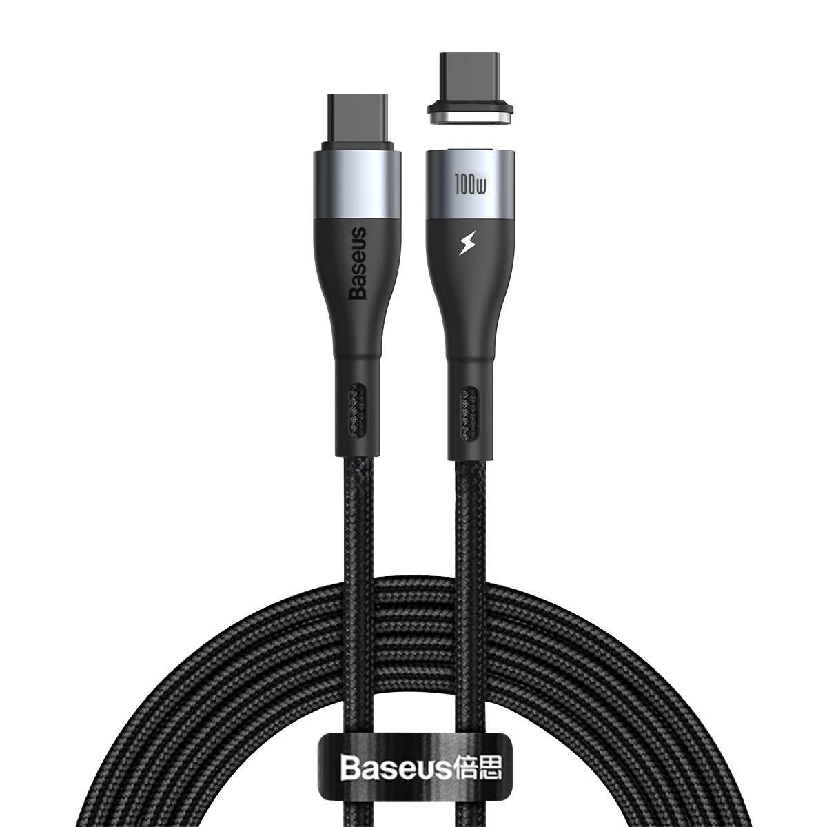 [2 Pack] Baseus 100W Zinc Magnetic USB-C to USB-C Data Cable PD QC Fast Charging Data Transmission Cord Line 1.5m Long F