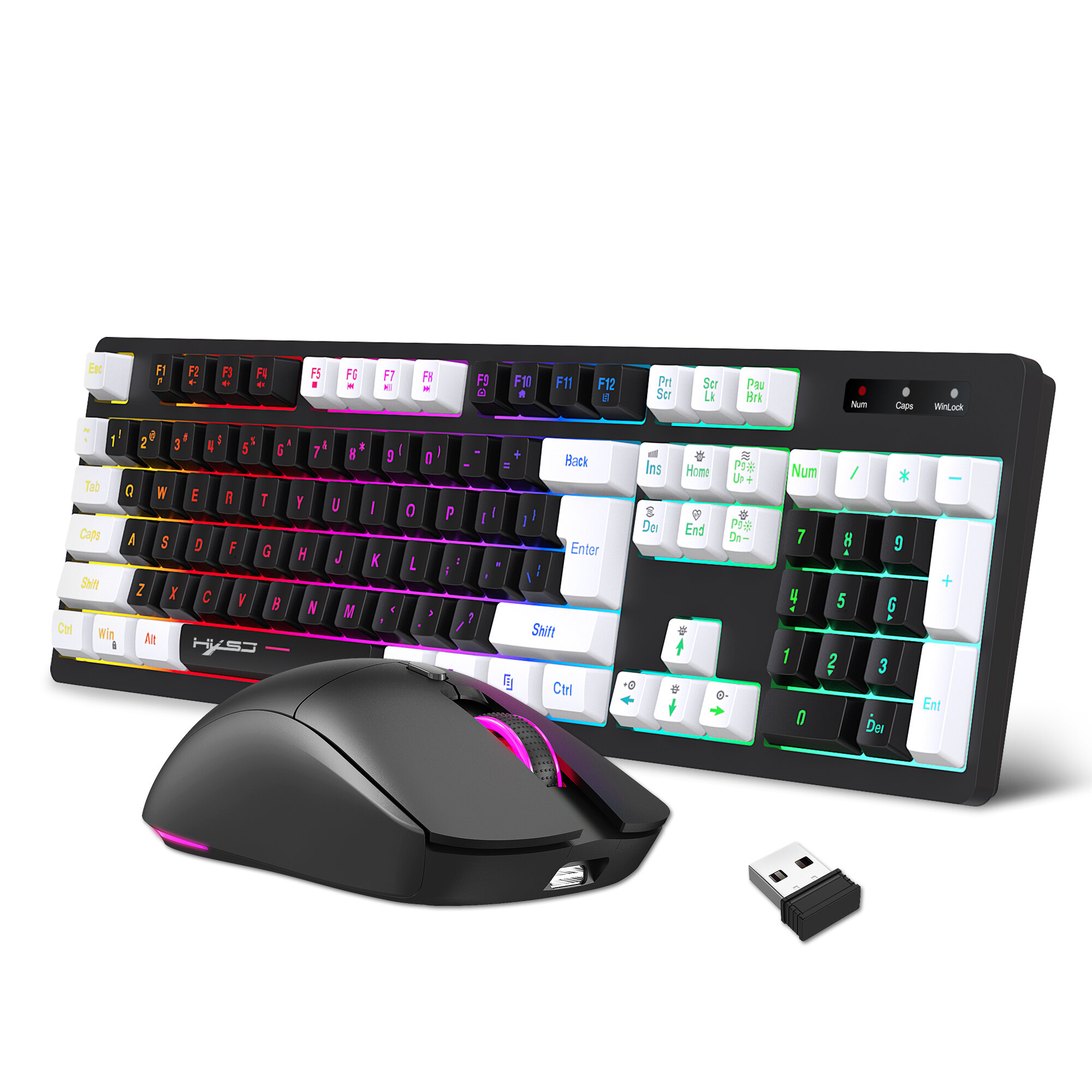 L98 Draadloze 2.4G Toetsenbord en Muis Kit 140 Key RGB Colorful Backlit Oplaadbare Gaming voor Compu