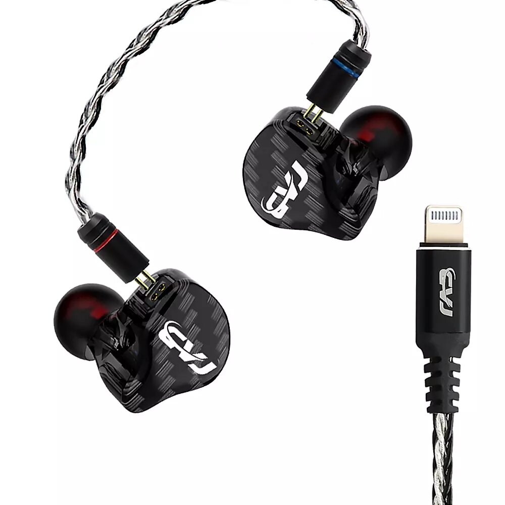 CVJ CVM MFI Certified for Lightning Earphones Socket 1DD + 1BA HiFi Stereo Bass Headsets with Microphone
