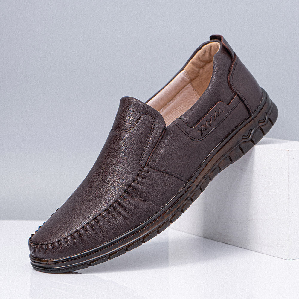Men Genuine Leather Breathable Non-slip Classical Casual Bussiness Shoes