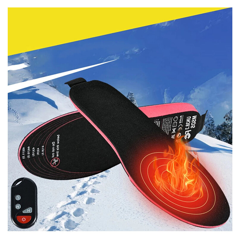 TENGOO 1 Pair EVA Unisex Electric Heated Insoles LED Wireless Remote Control Thermal Rechargeable Smart Heating Warm Pad for Winter Sports