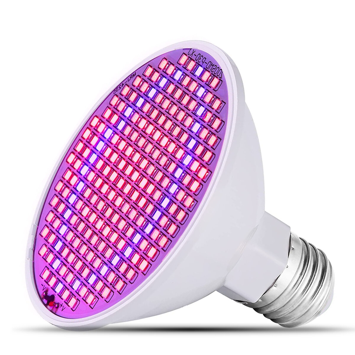 LED Grow Light Bulb 20W Plant Light with 200 LEDs E27 Base Grow Light Bulbs for Indoor Plants Vegetables Greenhouse and
