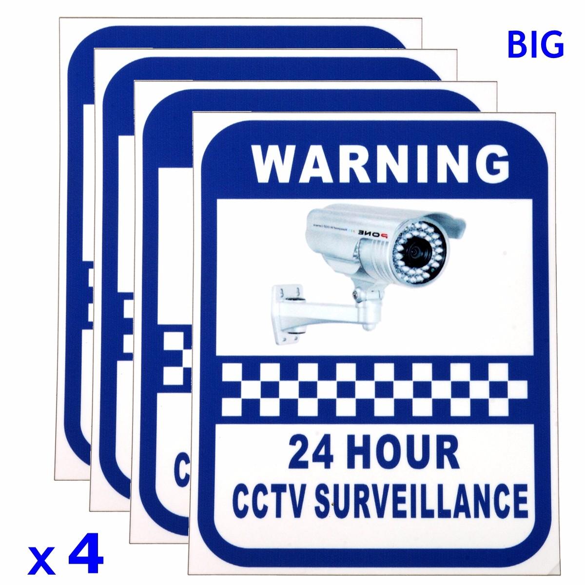 4xCCTV Camera Warning Stickers Surveillance Vinyl Decal Video Security Sign New