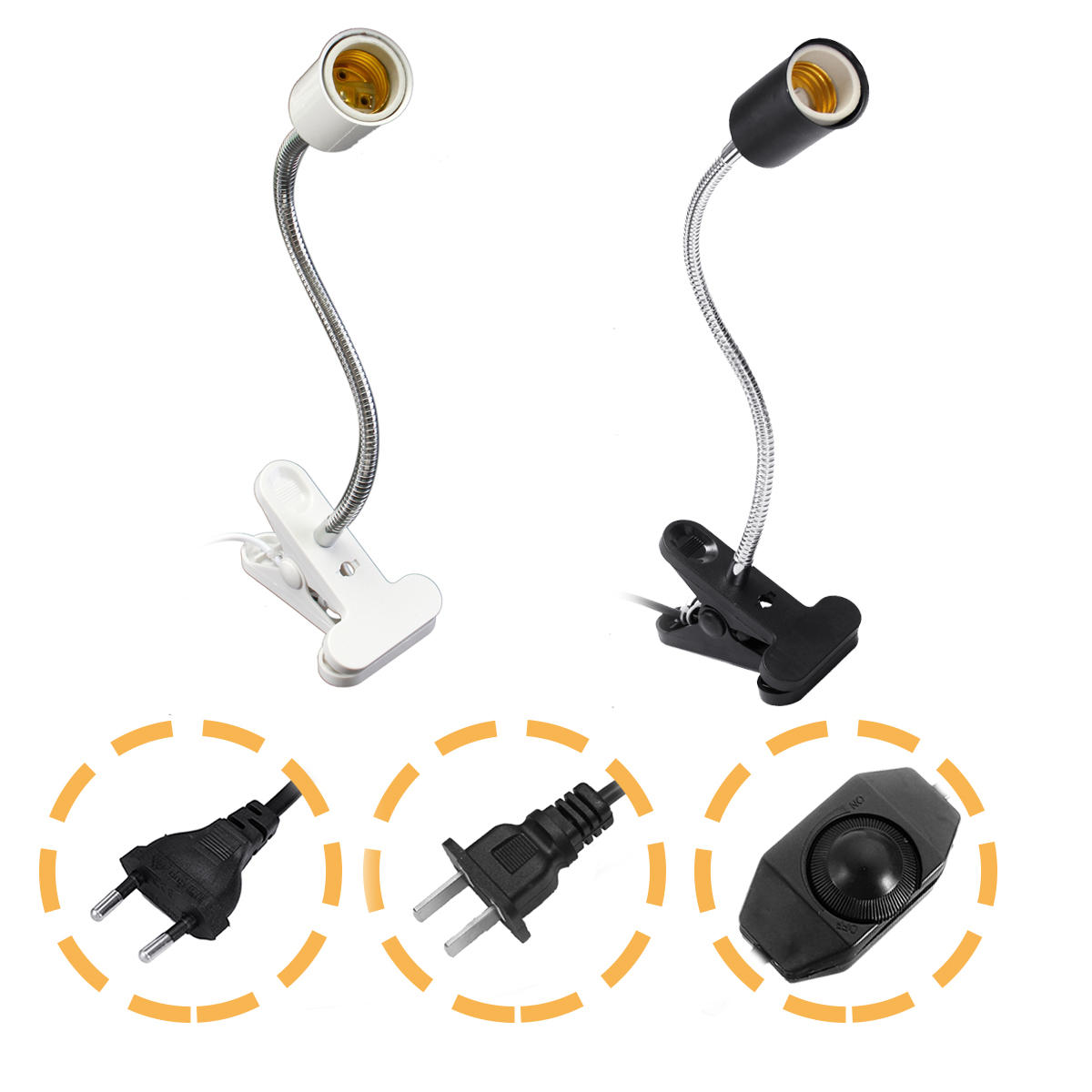 30 CM E27 Flexibele Huisdier Warmte Gloeilamp Adapter Lamphouder Socket met Clip Dimmen Schakelaar