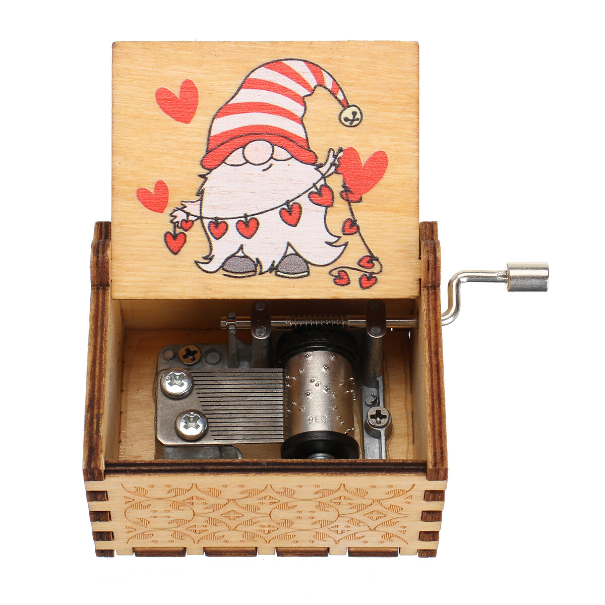 Retro Wooden Music Box Hand Engraved Musical Toys Kids Birthday Xmas Gifts