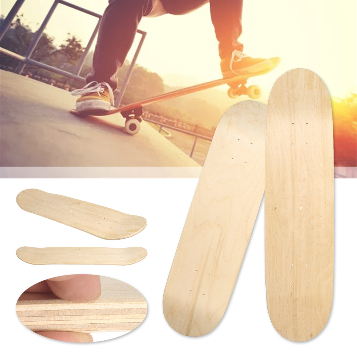 31.1x8.1in DIY Blank Skateboard Made Of 7 Layers Maple Double Concave Skateboard Deck Good Replaceme