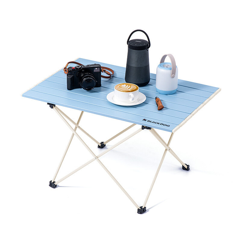 Zwarte aluminium opvouwbare campingtafel Blackdog BD-ZZ002 met een laadvermogen van 20 kg voor picknick, zelfrijdende reizen en strand.