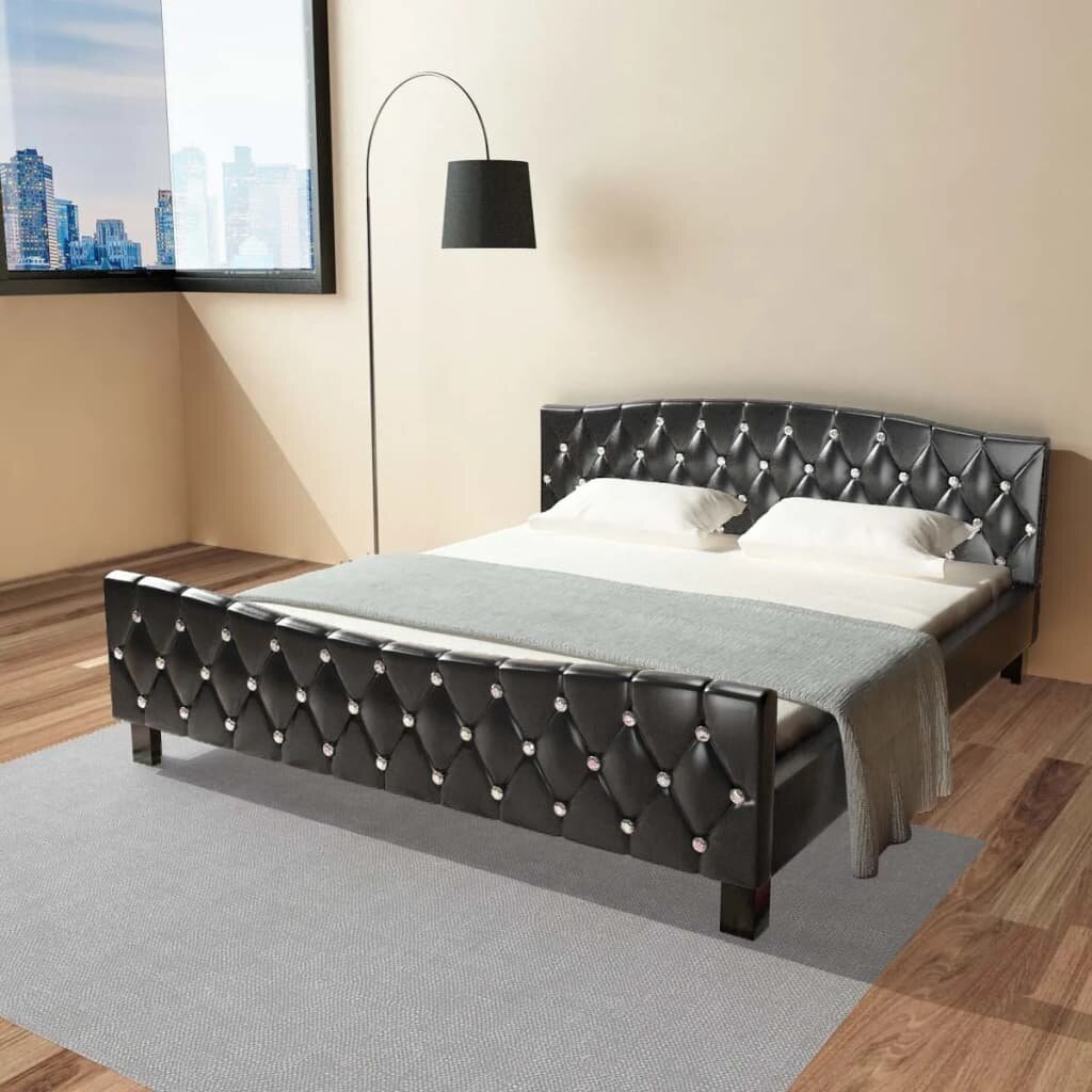 Bed met traagschuim matras kunstleer zwart 180x200 cm