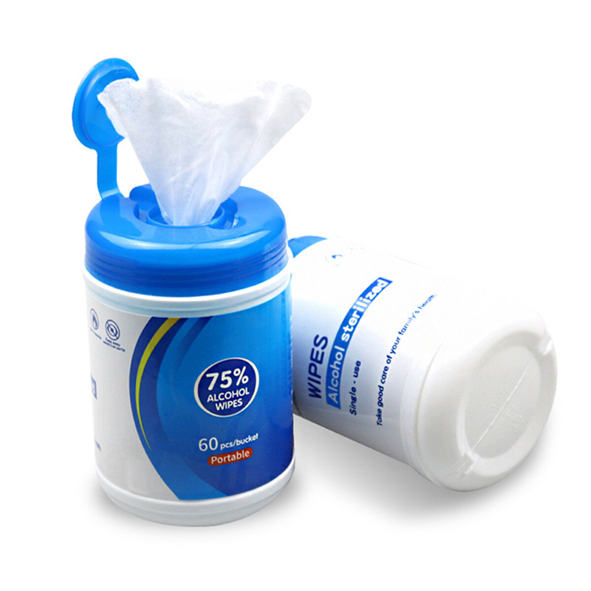 

60Pcs Portable 75% Alcohol Wet Wipes Bucket Antiseptic Cleaner Disposable Tissue Sterilization