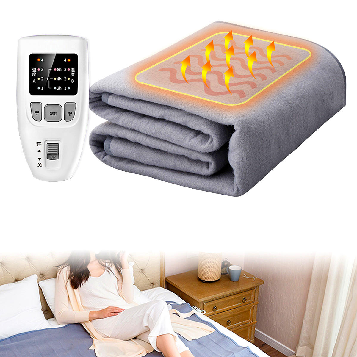 220v queen size electric heated flannel blanket 4 gear warm Sale