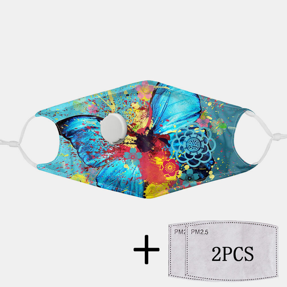 

Multicolor Printed Butterfly PM2.5 Filter Gasket Dustproof Non-disposable Breathing Mask