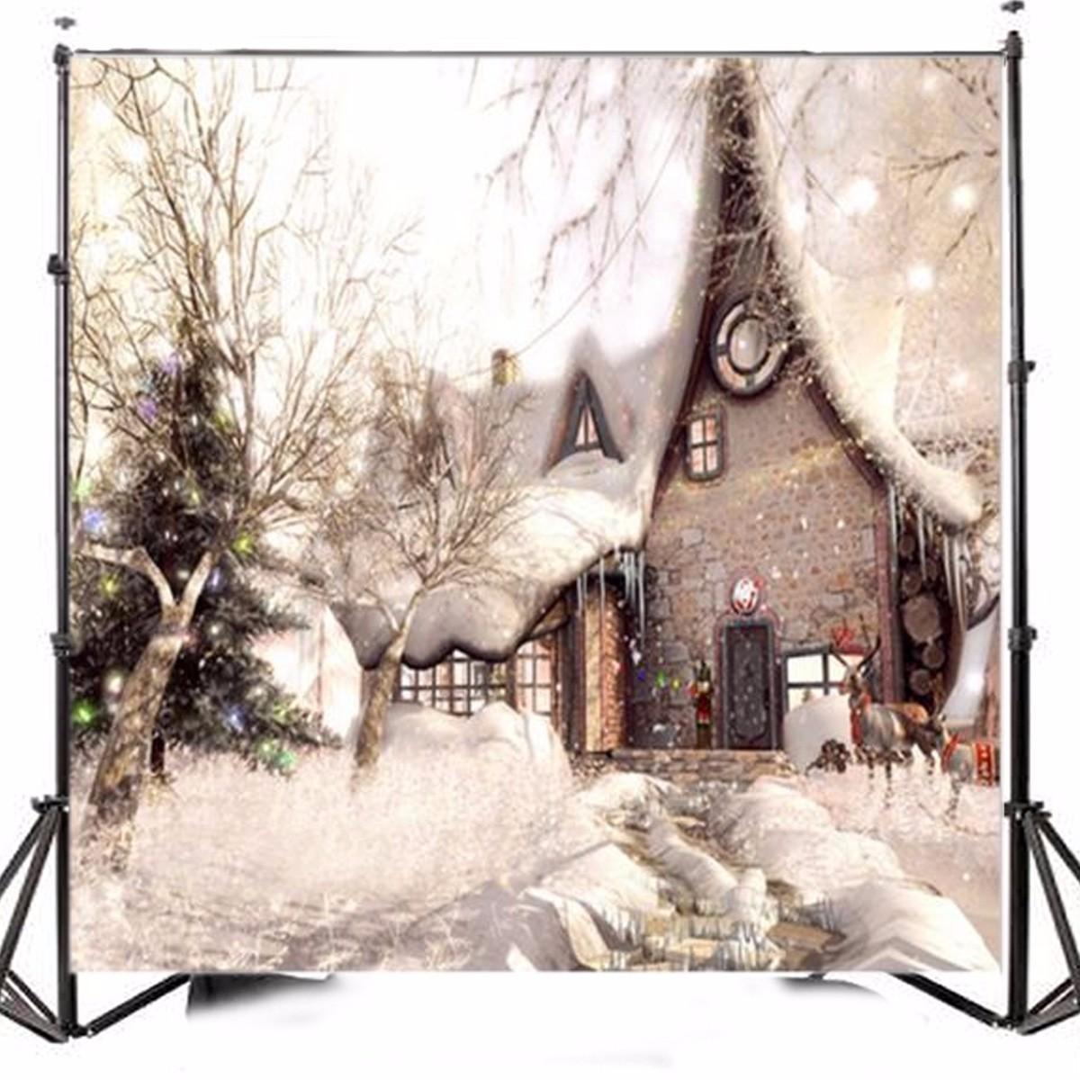 10x10FT Vinyl Christmas Snow Building Photography Backdrop Background Studio Prop