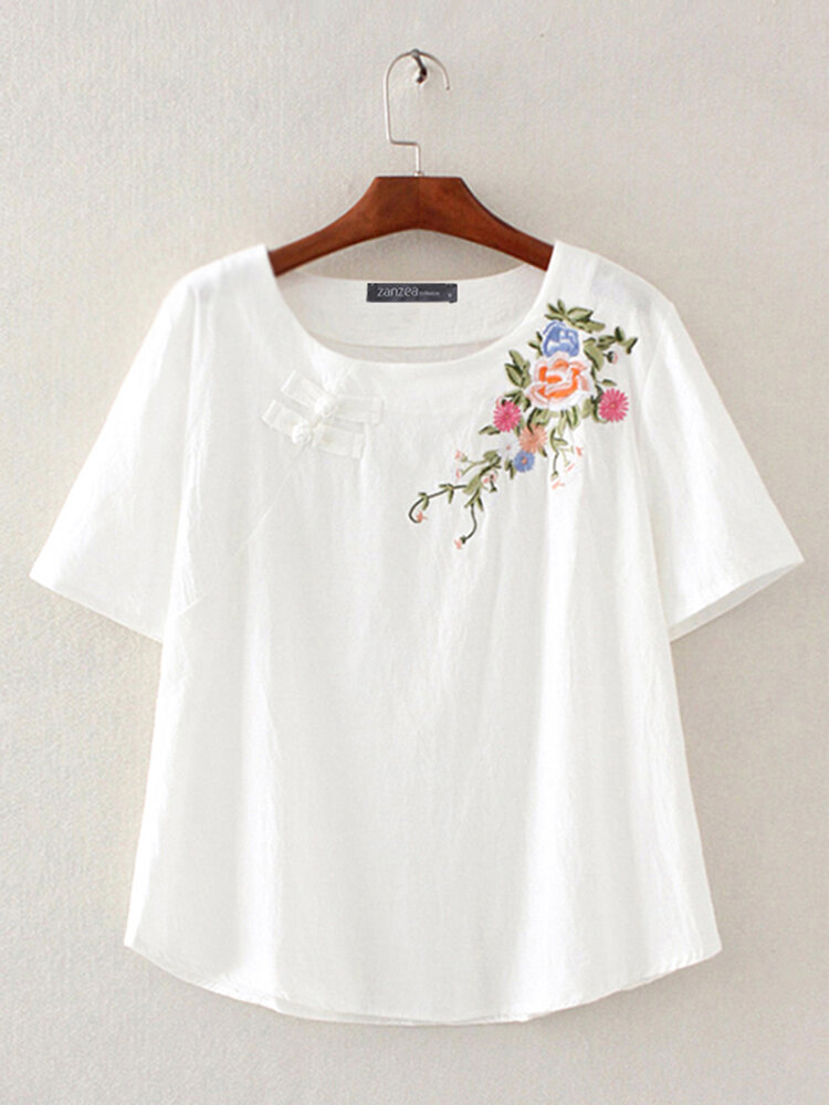 100 Cotton Floral Embroidery Summer Casual Dress For Women