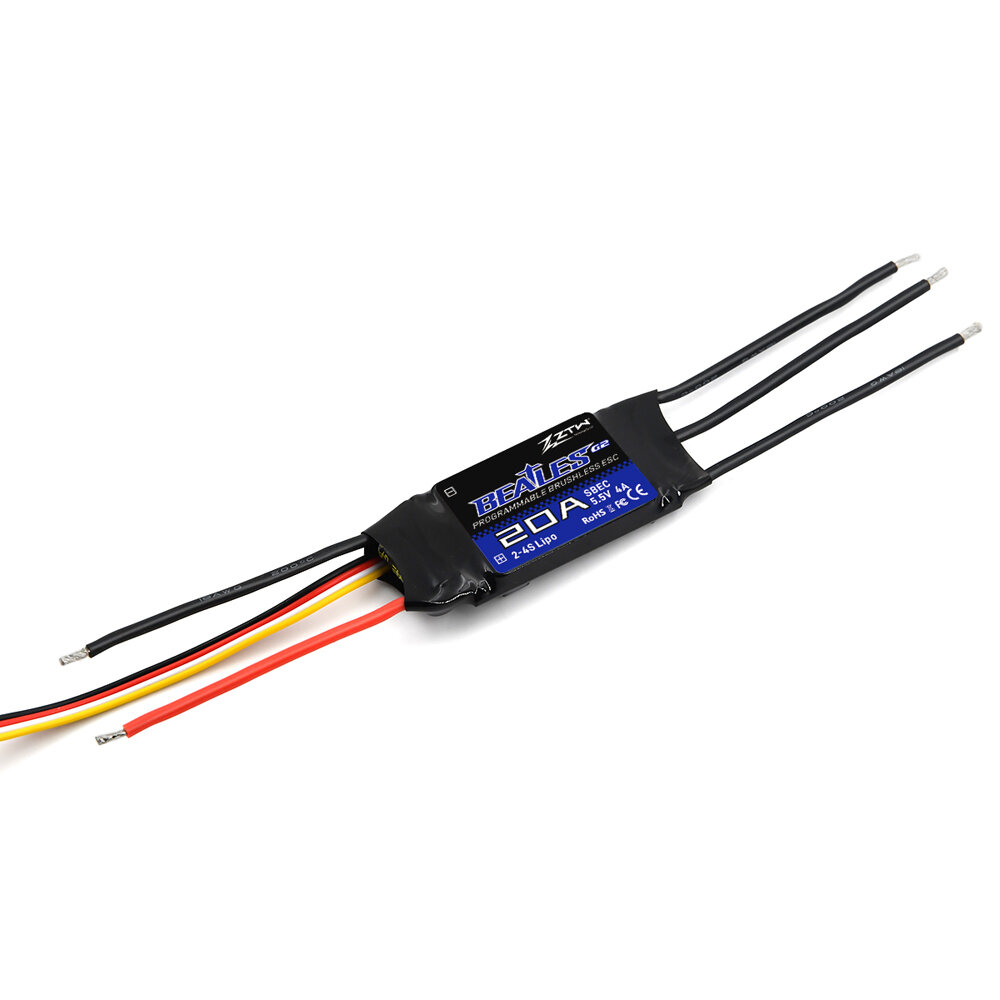 ZTW 32 Bit Beatles G2 20A 2-4S Brushless ESC With 5.5V 4A SBEC For Fixed Wing RC Airplane