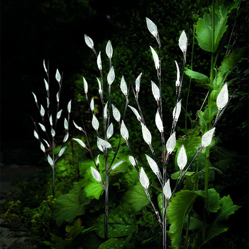 

60LED Branch Leaf Tree Solar Power Lawn Light Groud Stake Outdoor Garden Waterproof Yard Lamp