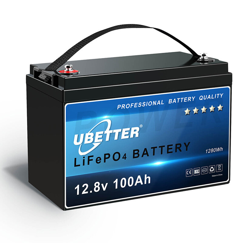 [EU Direkte] 12V 100Ah LiFePO4 litiumbatteripakke reservekraft 10A BMS perfekt for AGM -GEL, bobiler, solsystemer, campingvogner, Off-Grid